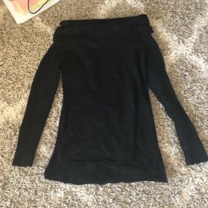 Over the shoulder black sweater